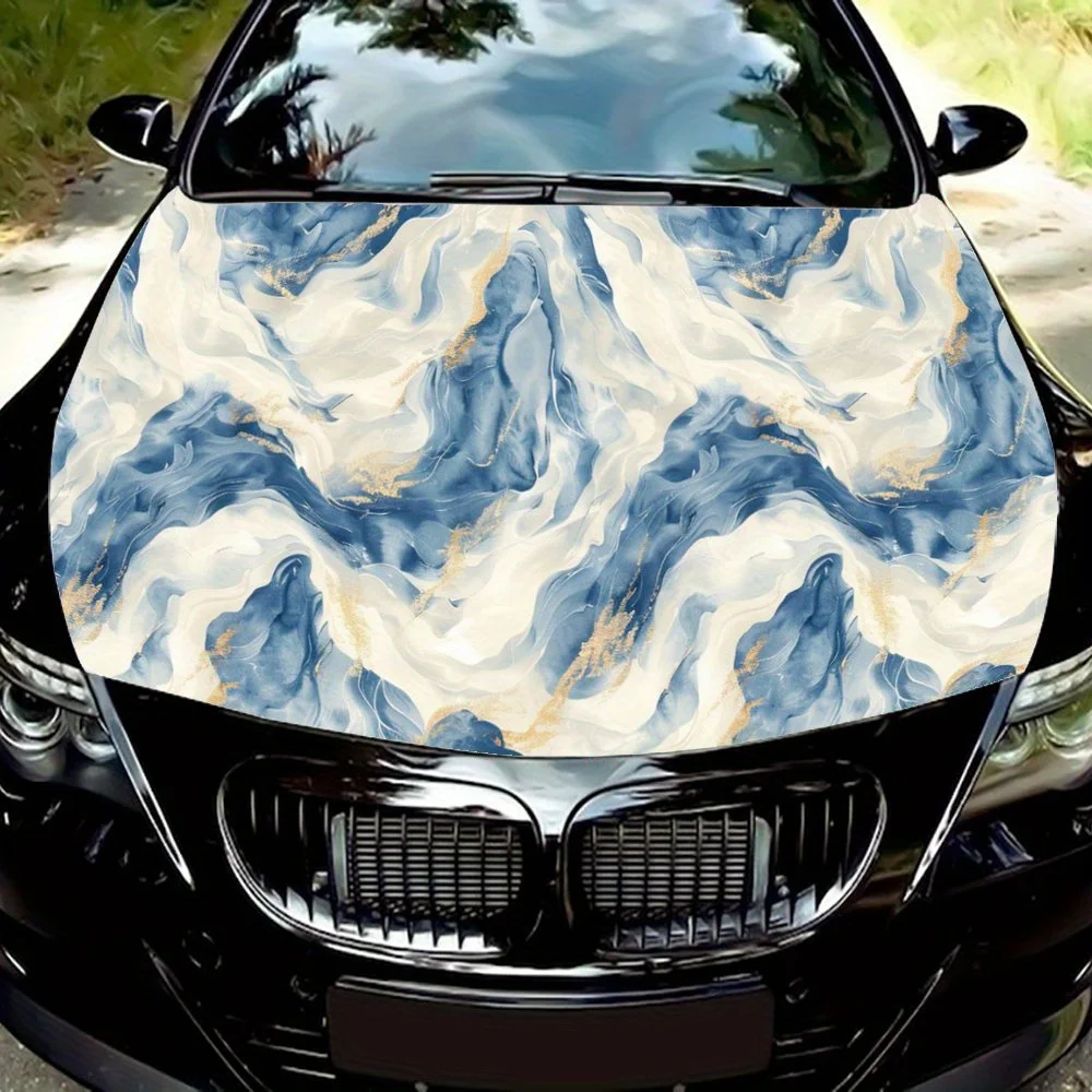 

Abstract Pattern of Blue Flowing Liquid Car Hood Wrap Color Vinyl Sticker Truck Graphic Bonnet Auto Accessories Decoration Decal