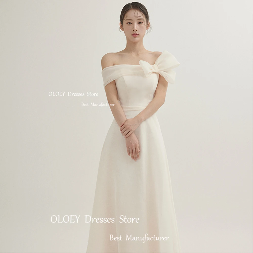 OLOEY Simple Ivory Wedding Dresses With Bolero Korea Photoshoot Bridal Gowns Vestido De Noiva Floor Length Corset Back Custom