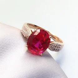 Light luxury ruby Plated  rose gold new in classics rings for women opening luxury crystal palace style fashion jewelry gift