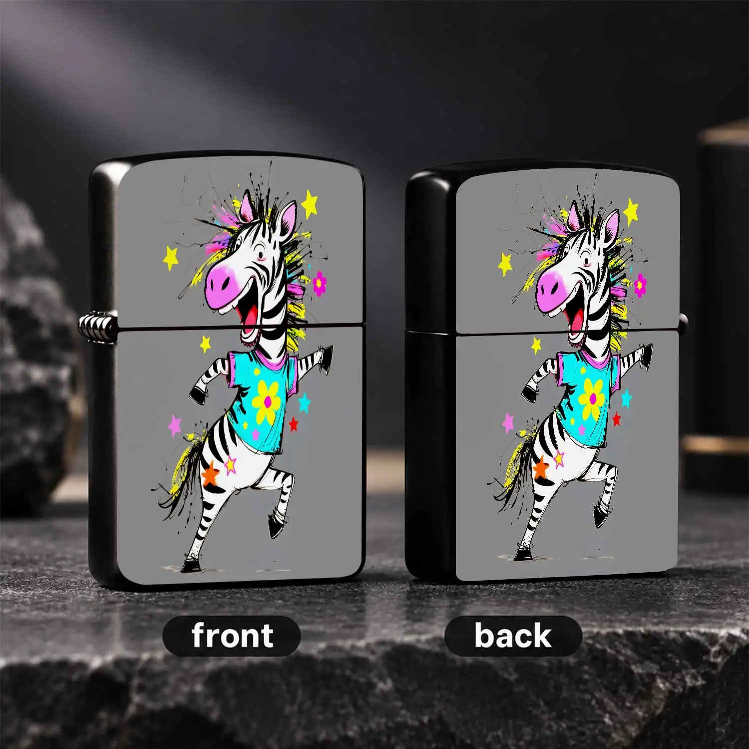 Cartoon Dancing Zebra Print Lighter, Vibrant Neon Fun Zebra Pattern Decor, Portable Cute Trendy Accessory For Daily Multi-Scene Use, Novelty Exquisite Small Gift For Friends, Unique Playful Ornament For Daily Carrying A A Humorous And Inter