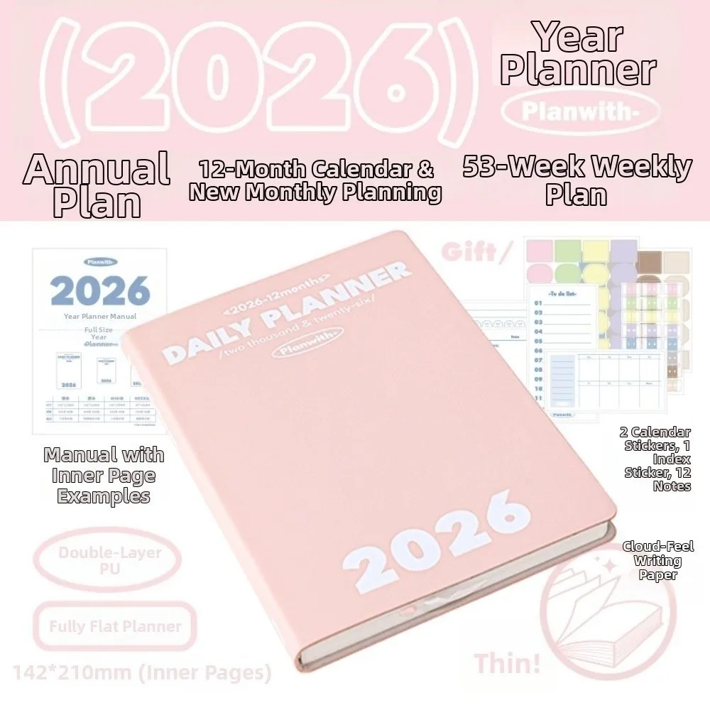 Minimalist Design 2026 Annual Planner Daily Writing Efficiency Manual Month Plan Calendar Monthly Planning