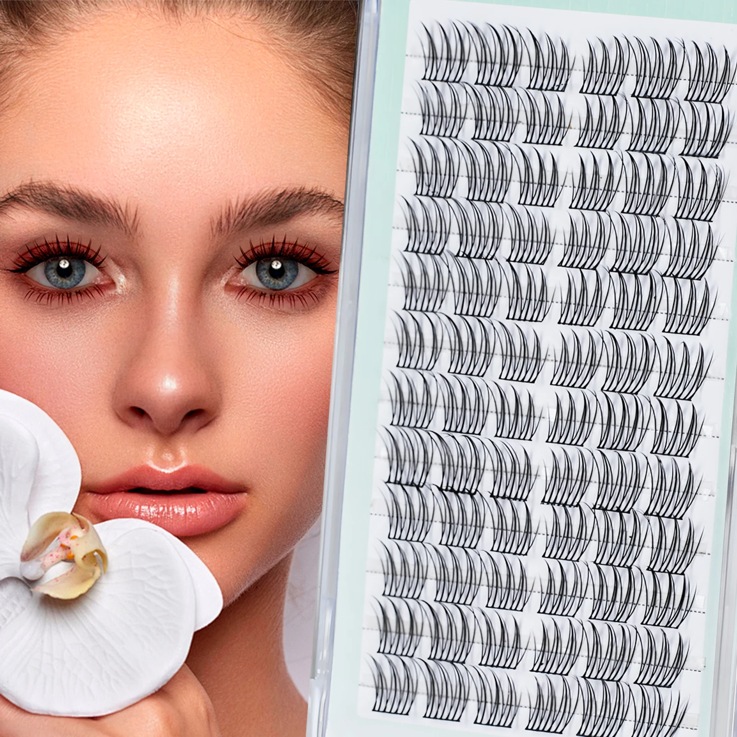 Naturgetreue Wimpernbüschel 8-10mm Einzelne Wimpernbüschel C-Curl Cluster Wimpernverlängerungen Weiche Künstliche Wimpern