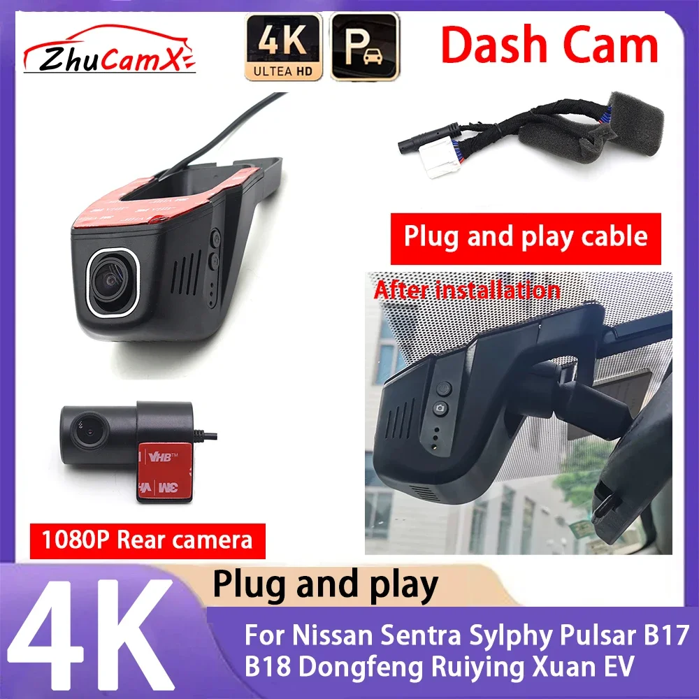 

4K 2160P Car Camera Plug and Play UHD Dash Cam Night Vision for Nissan Sentra Sylphy Pulsar B17 B18 Dongfeng Ruiying Xuan EV