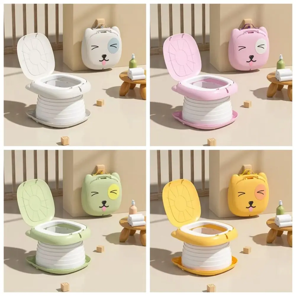 Cute Children's Folding Toilet Anti-odor Car Baby Seat Toilet Kids Training Outdoor Children Potty Urinal with Storage Bag