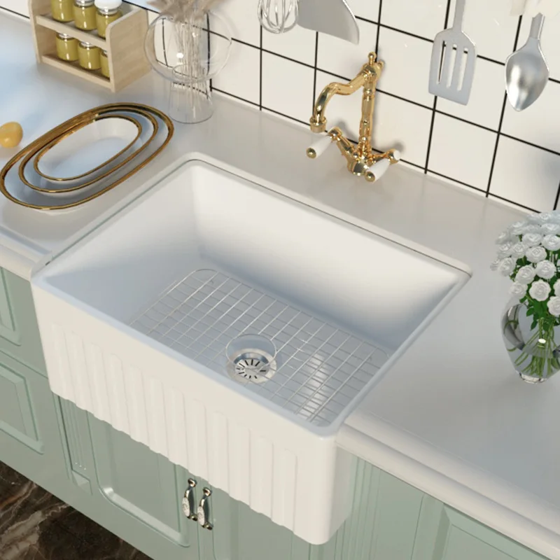 Modern white sink single bowl double bowl ceramic apron front farmhouse kitchen sink for home