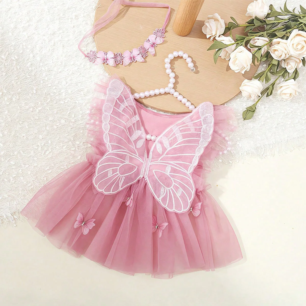 طفلة الزي الوليد التصوير الأميرة توتو فراشة الدانتيل رومبير مع عقال الرضع صور الدعائم #1