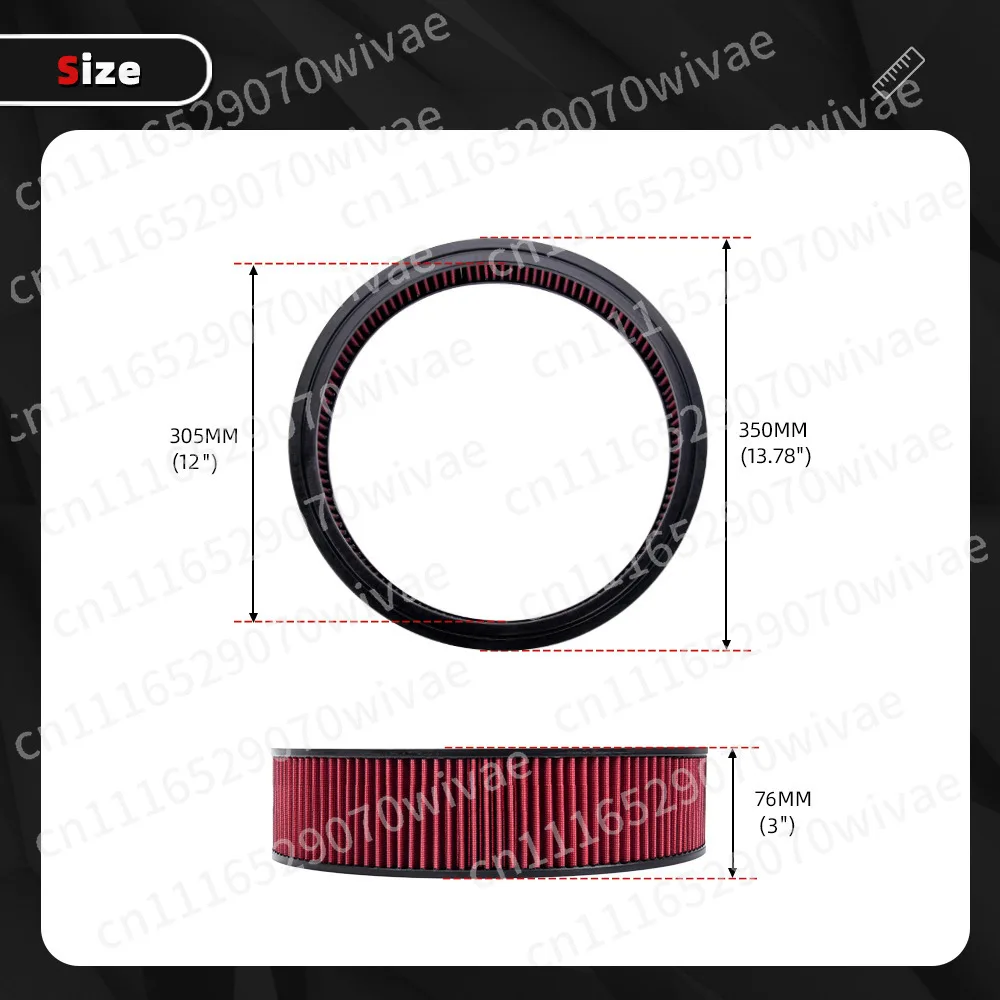 14 Inch Round Reusable High Flow Air Filter Element, Washable Air Cleaner Replacement Part for Automotive Modification