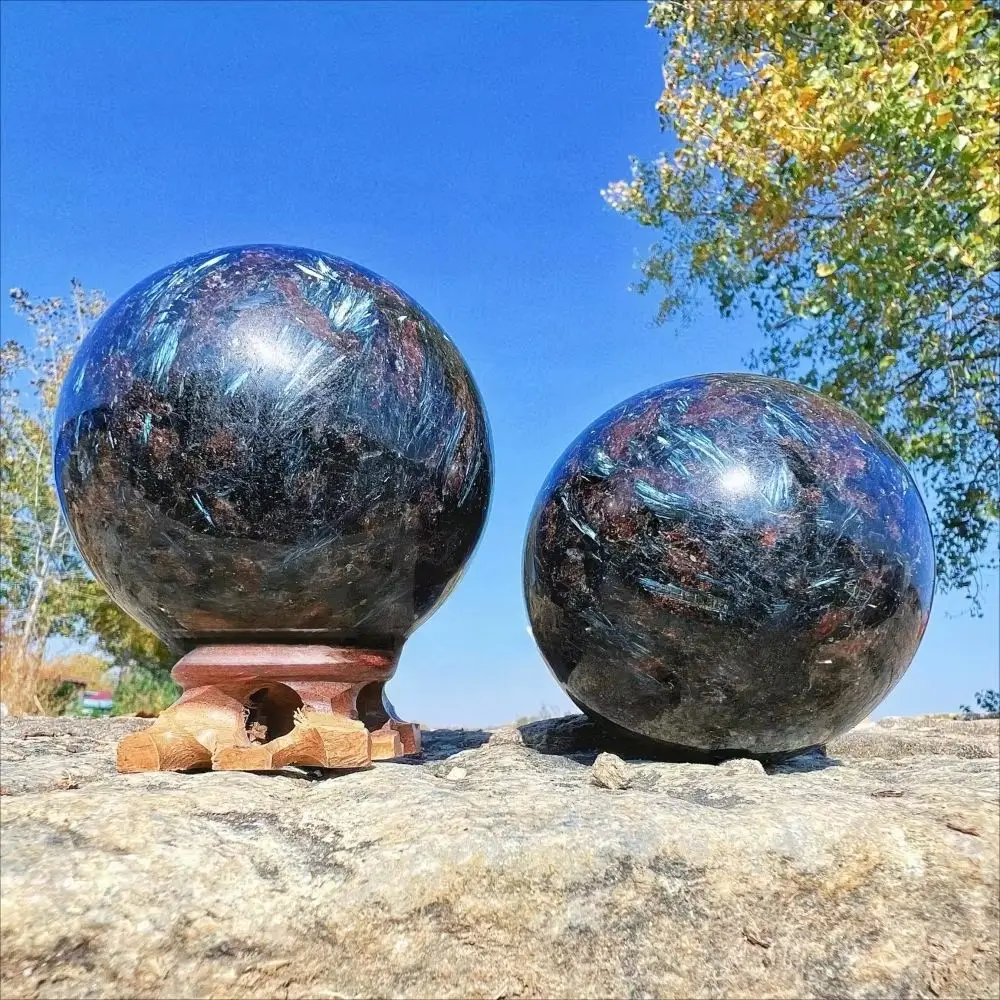 

Blue Shimmer Astrophyllite Magic Gemstone Ball Decoration Sphere Crystal Collector Meditation Healing Stone Natural Gift