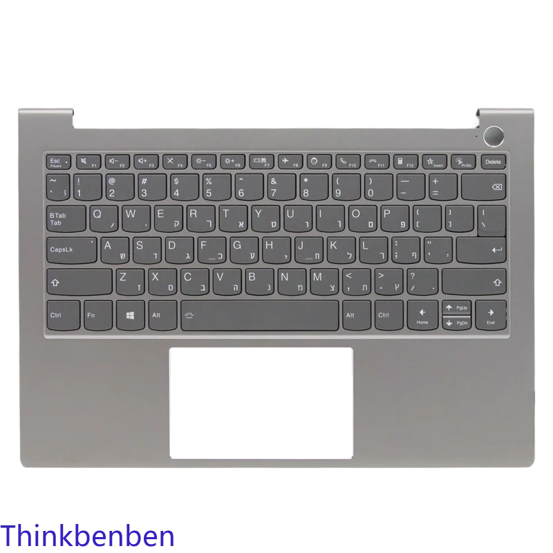 HB Hebrew (IL Israel) Mineral Grey Keyboard Upper Case Palmrest Shell Cover For Lenovo ThinkBook 13s G2 ITL Laptop 5CB1B02452