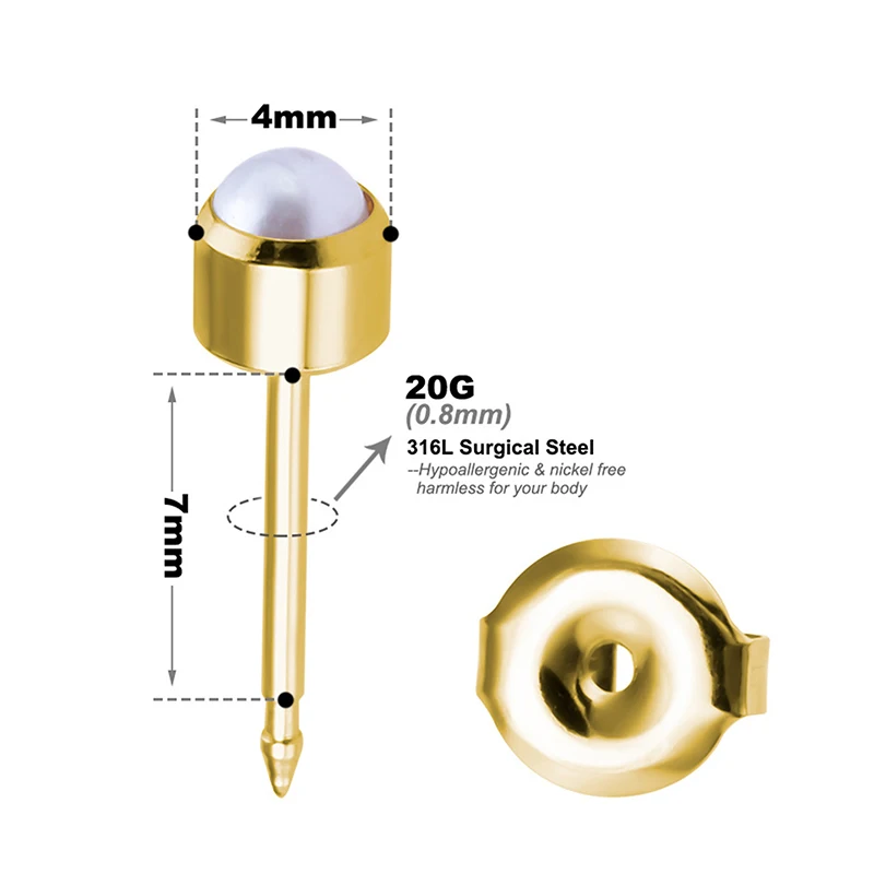 

1/12Pairs Gold Plated Steel Earring Studs For Ear Piercing Tool Birthstone Ear Stud Earrings Studs Tragus Cartilage Body Jewelry