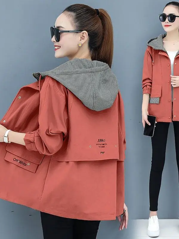 

Casual Chic plus Size Jaet Korean Sle Long Sve Zipper Closure High Waist Pear ape Spring Faion Outerwear Coat