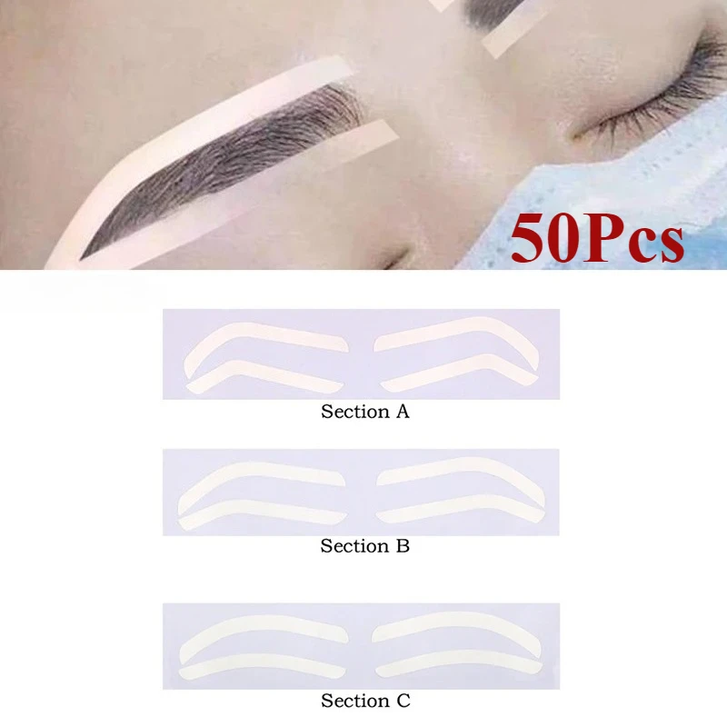 

50pc Disposable Eyebrow Design Stencil Eyebrow Tint Airbrush Auxiliary Sticker For Brows Shaping With Single Eyebrowstype Option