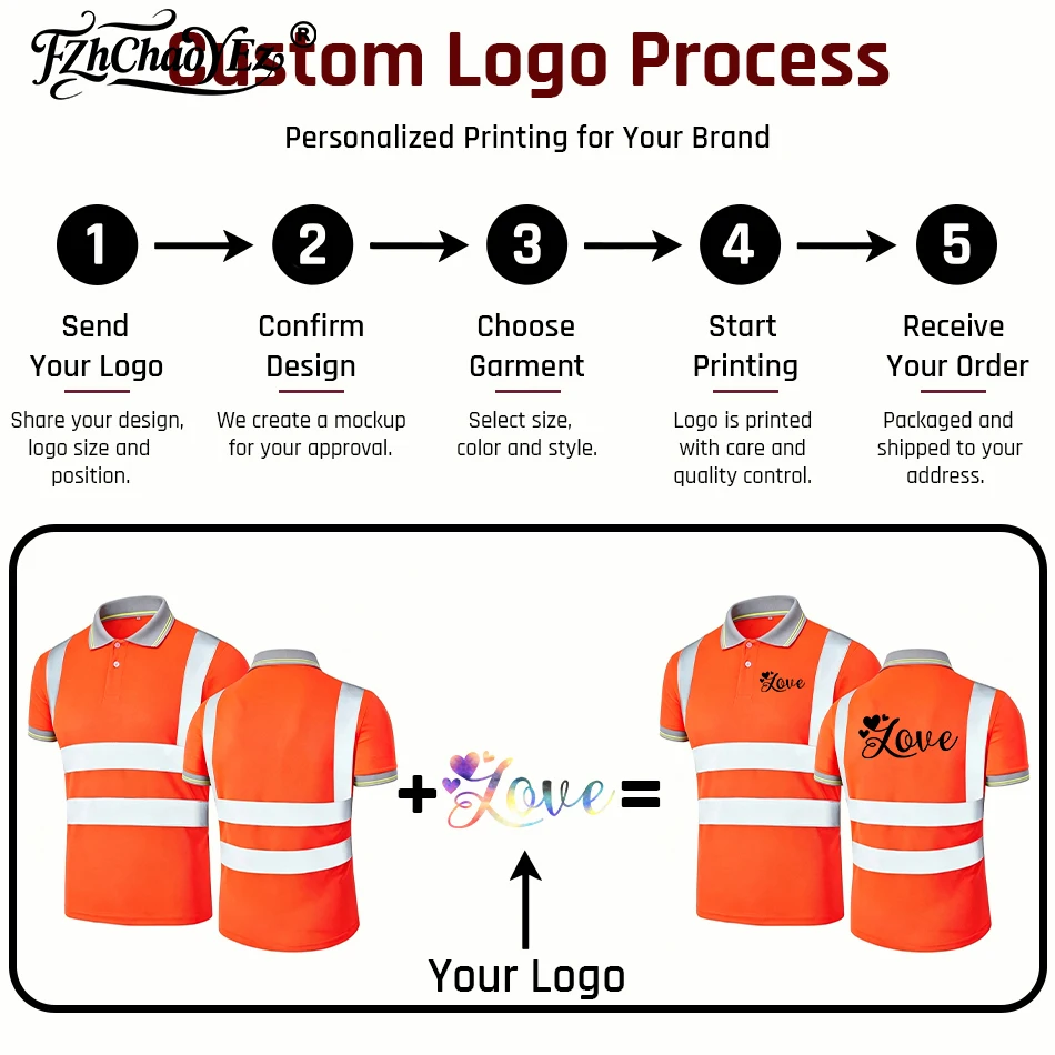 Personalized Custom Safety Reflective T shirts High Visibility Working T-shirt with Reflection Tapes Road DIY Logo Security Polo