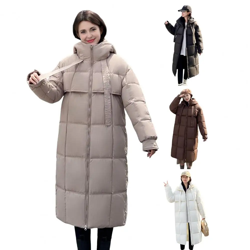 Parkas largas rosas cálidas con capucha para invierno, Chaqueta de algodón coreano acolchada a prueba de viento, abrigo informal para la nieve, chaquetas nuevas para mujer