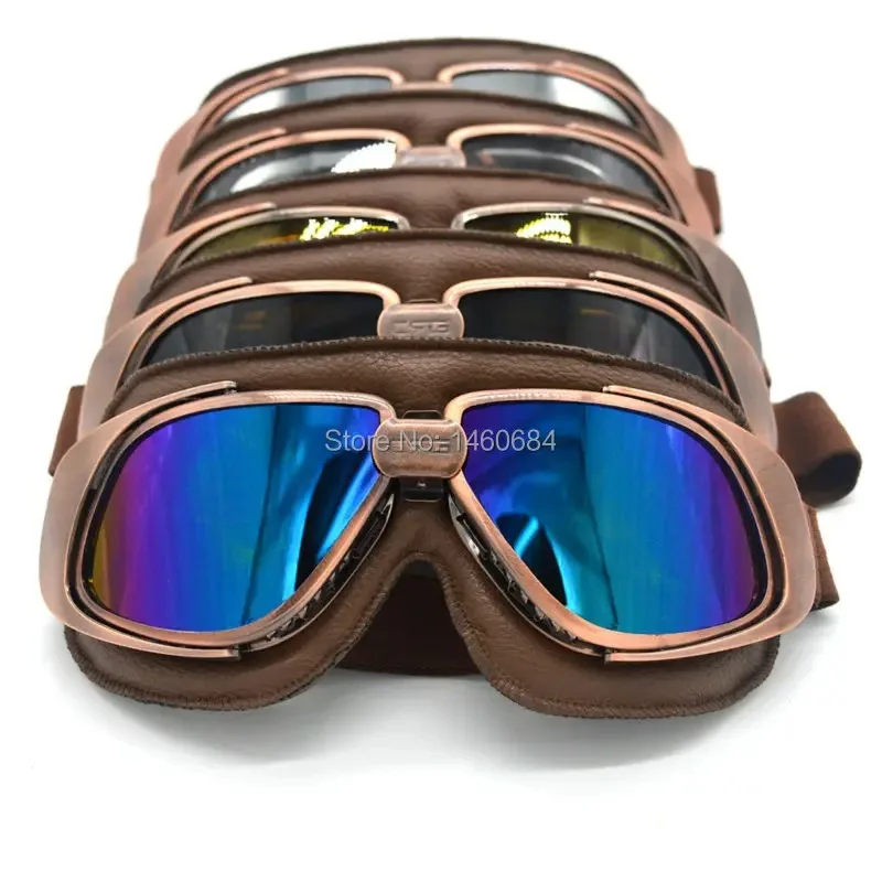 

Motorcycle Vintage Leather Helmet Goggles Pilot Windproof Protective Goggles Sunglasses For Motorcycle Cruiser Cafe Scooter