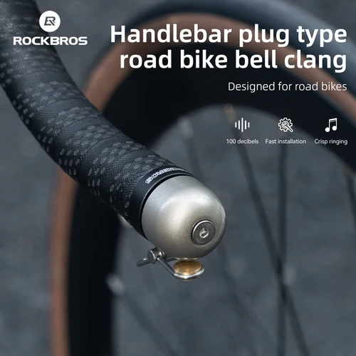 Imagen 1 del producto Timbre de bicicleta ROCKBROS, sonido claro y fuerte, bocina de bicicleta de montaña y carretera, timbre con mango de bicicleta, adecuado para manillar de 22,2mm, timbre de 100db, 1 Uds.