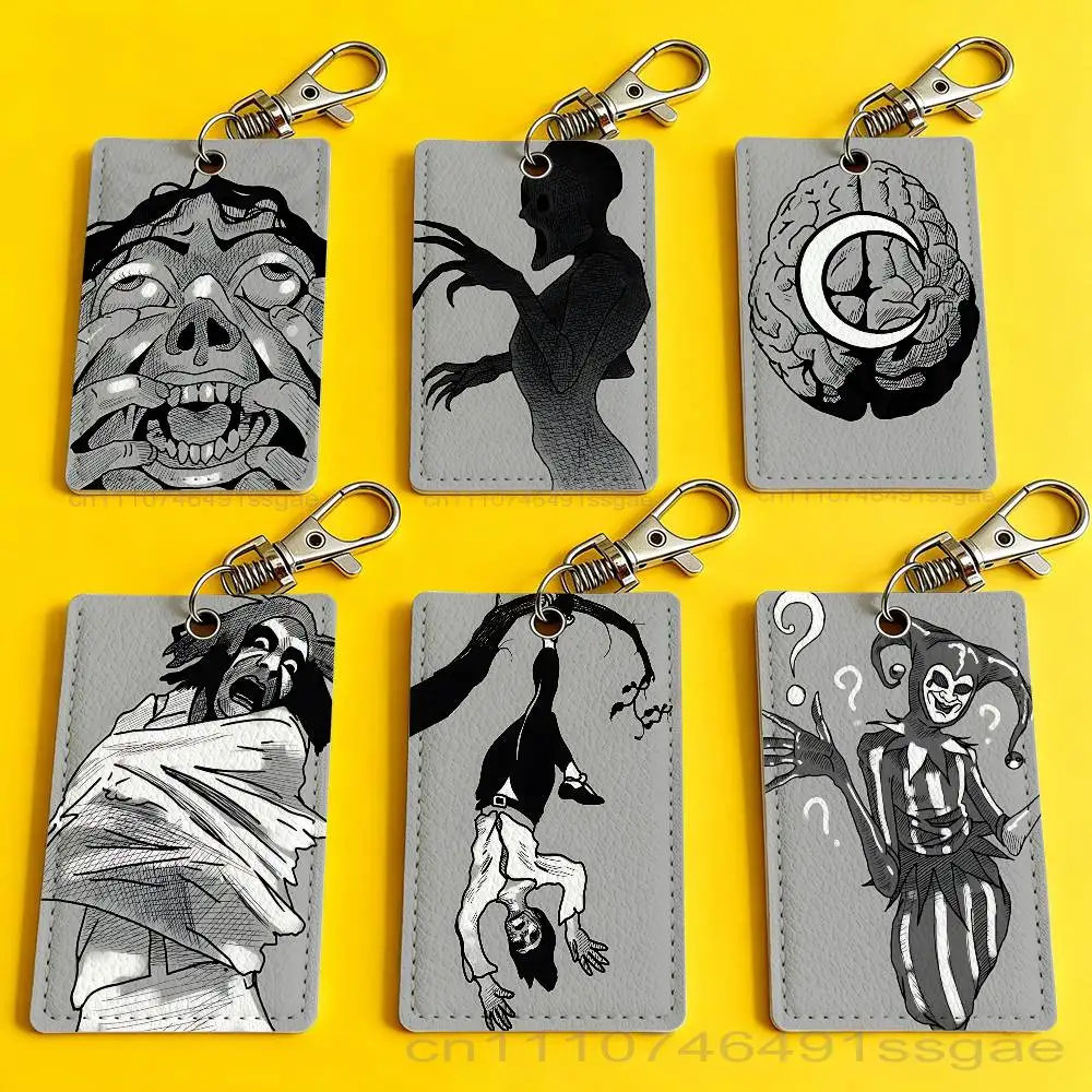 

Cool Phasmophobia Card Holder Men And Womenn Universal Antirust Keychain Learther Access Drop Key Tag Ring