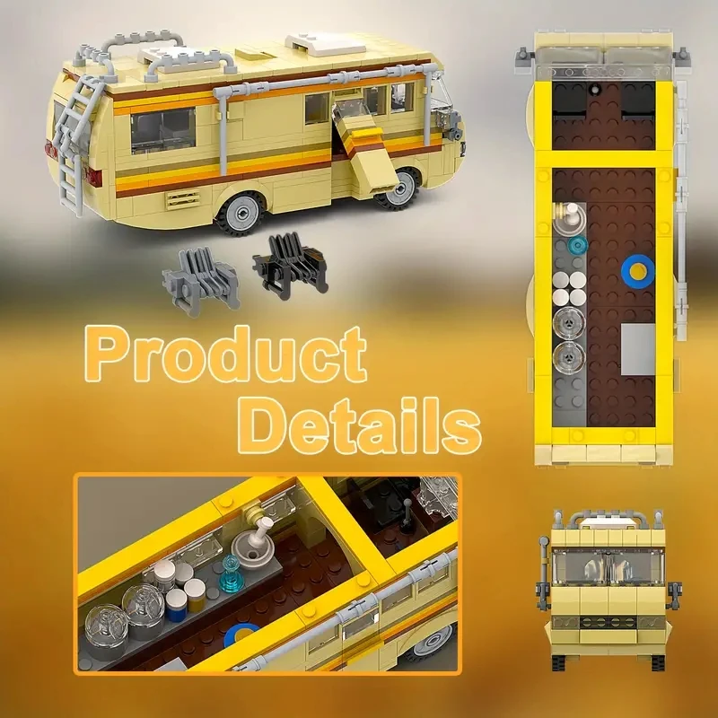 Kit Van House Camper Building Blocks para crianças e adultos, brinquedo Breaking Bad, conjunto DIY criativo, Dia das Bruxas, 360pcs