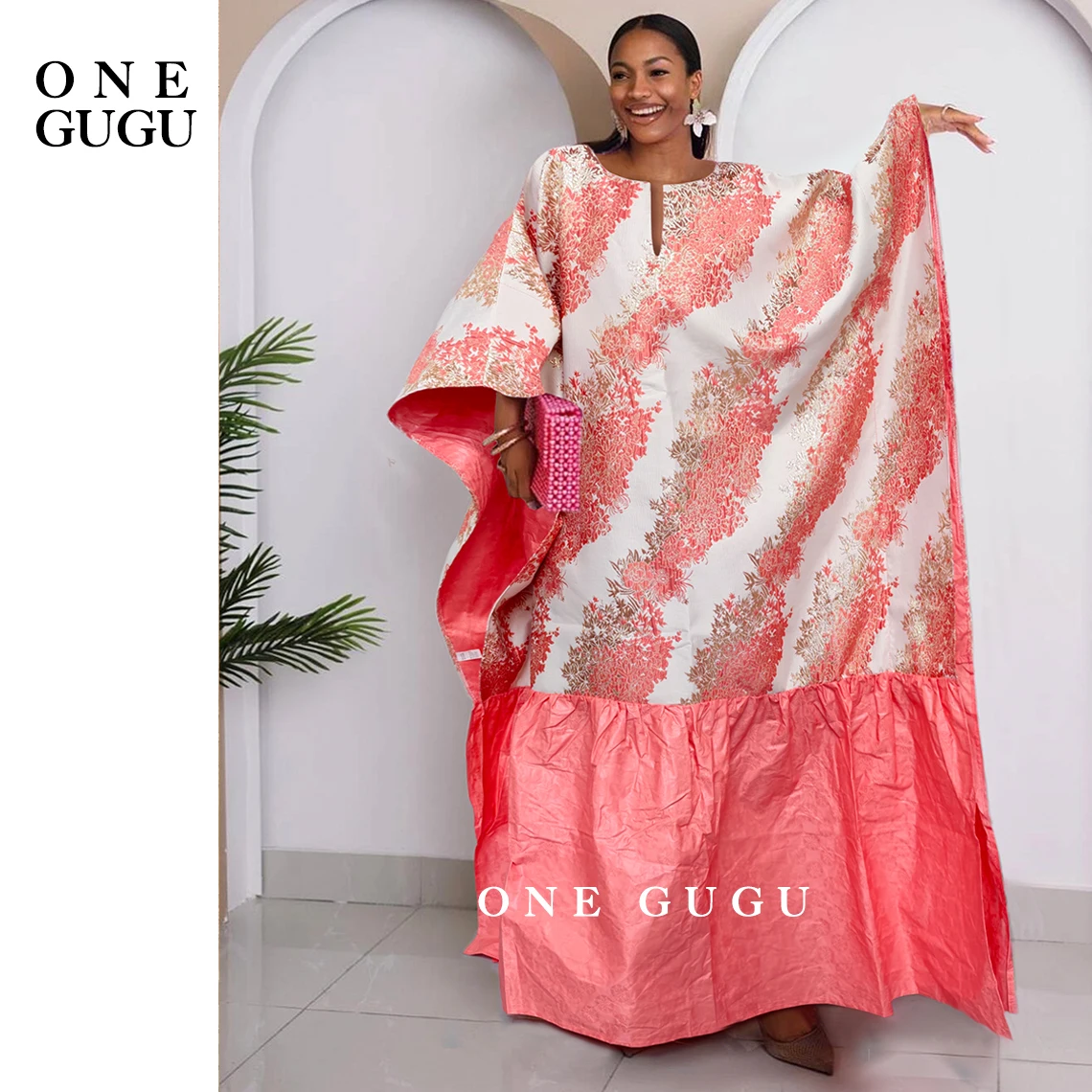 

2025 Peach African Traditional Brocade Basin Dashiki Wedding Dress Origianl Nigeria Perfumed Bazin Rich Boubou Robe