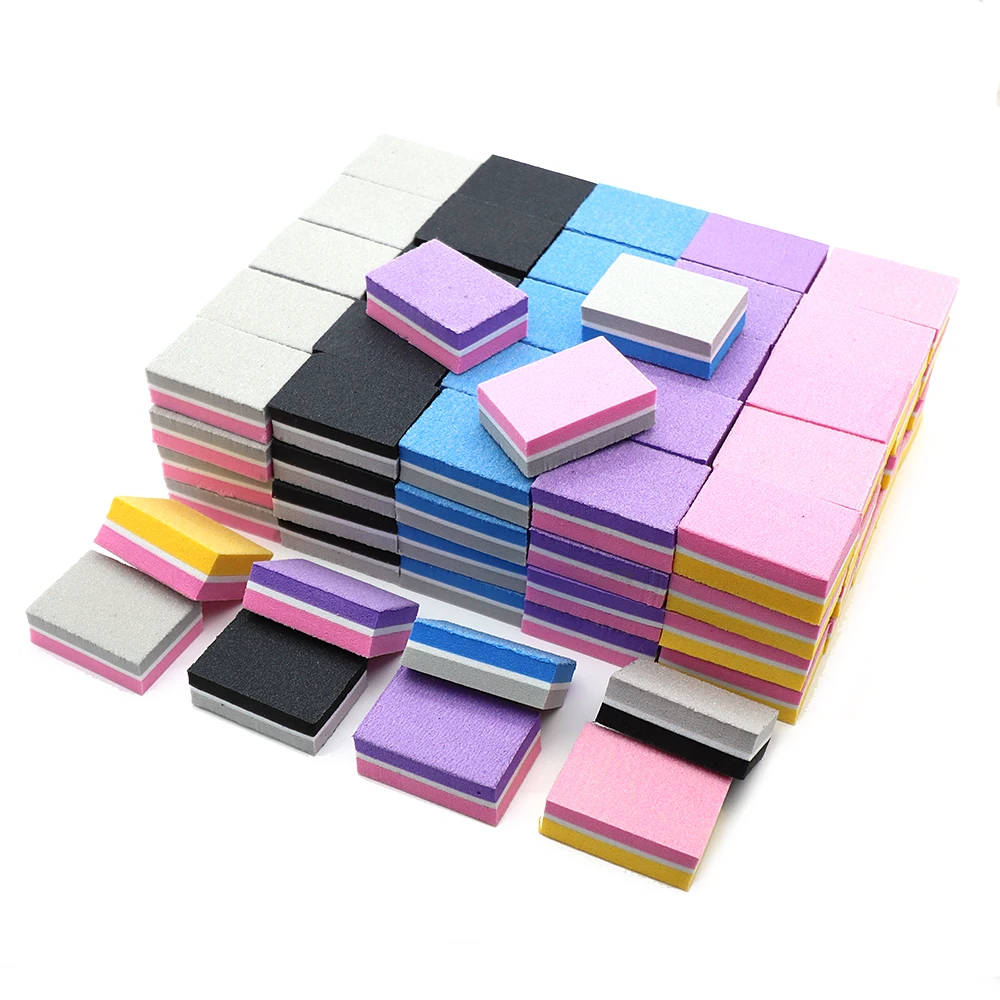 500PCS Square Nail Files And Buffers Set Professional Mini Nails Art buffer 100/180 Sandpaper Manicure Tools Polish Sponge Block