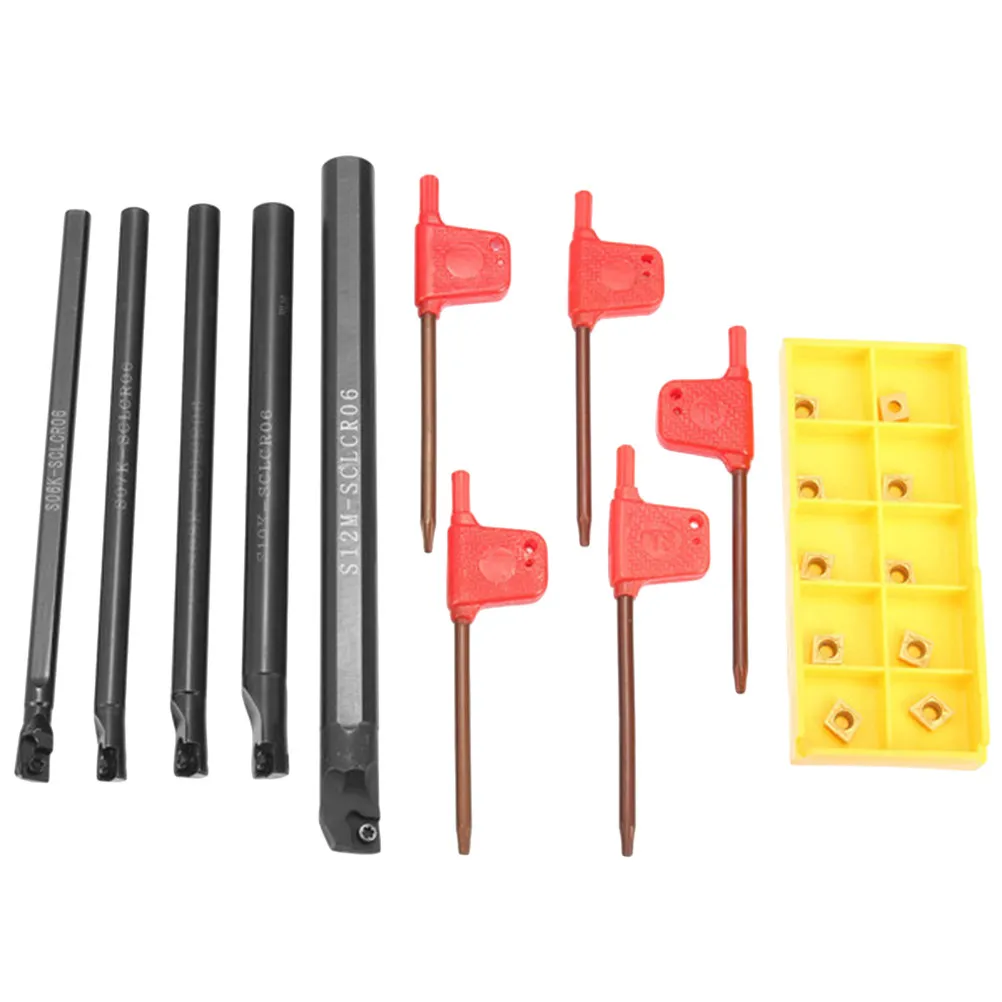 

1Set Lathe Turning Tool Kit 12Mm Sclcr06 Boring Bar with Ccmt0602 Inserts High Hardness for Cnc Machining Surface