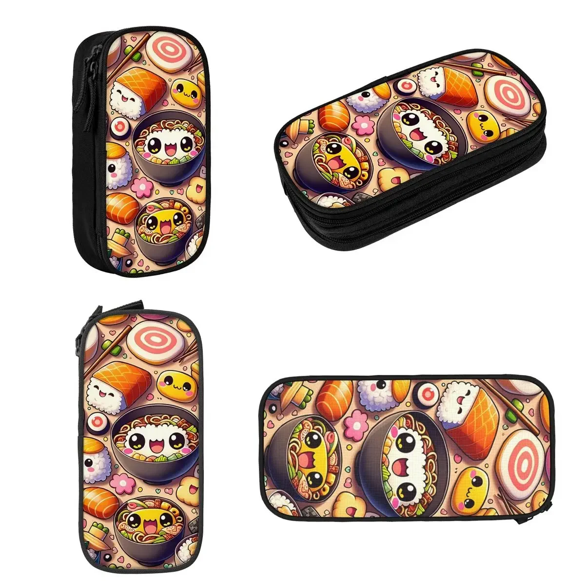 Kawaii Cuisine Adorable Anime Food Fiesta Pencil Cases Large Capacity Pen Bags Pen Box Pencil Pouch For Boys Girls Students