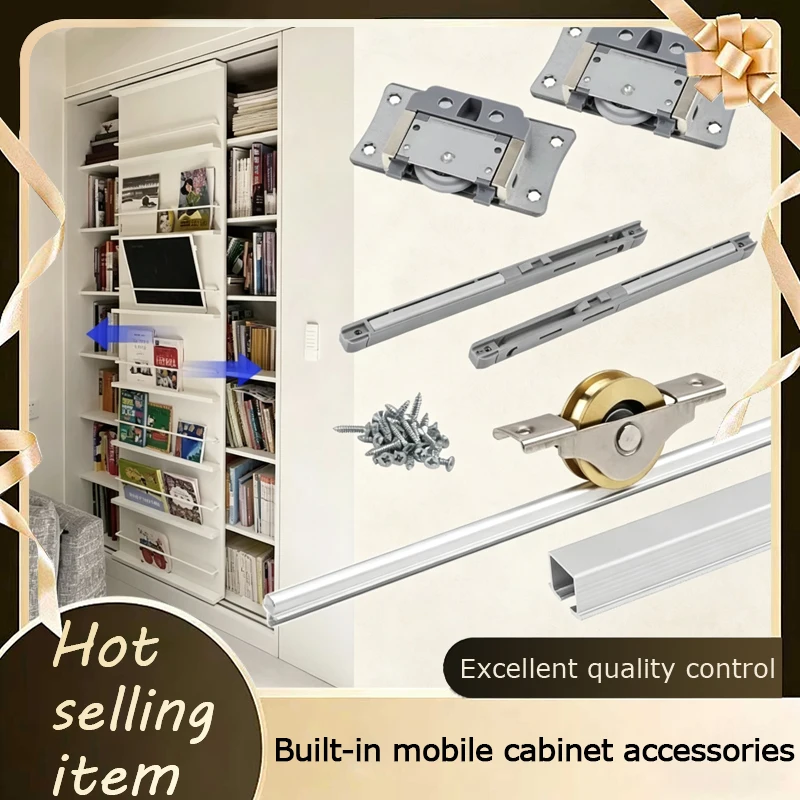 Built In Movable Cabinet Track Cabinet In Cabinet Track Movable Bookcase Display Cabinet Push Pull Slide Rail Guide Hardware