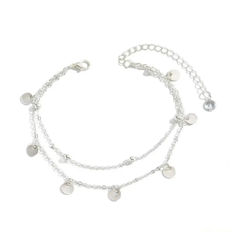 31BF Waterproof Alloy Women’s Ankle Chain Two Tiers Jewelry for Casual Outings