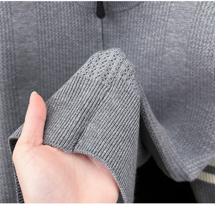 Hochwertige Reißverschluss Kragen Pullover Männer Neue Trend Persönlichkeit Streifen Zipper Herbst Winter Komfort Warm Stricken Sweater – Detail 21