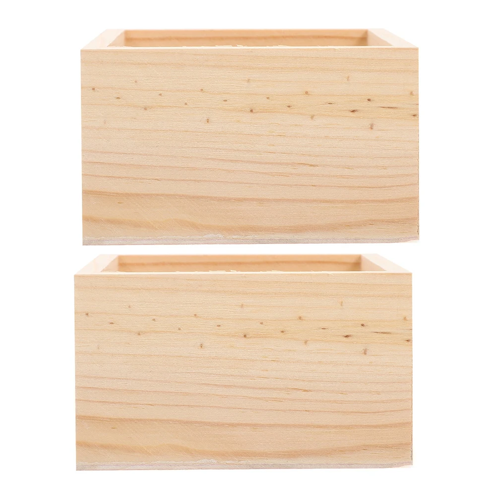 

2 Pcs Storage Wooden Box Organizer Container Coin Sundries Jewelery Case Centerpiece Boxes for Table