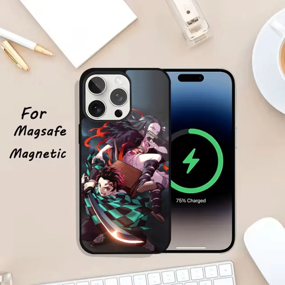 حافظة هاتف D-Demon S-Slayers لهاتف iPhone 16,15,14,Plus,Pro,Max Magsafe شحن لاسلكي مغناطيسي