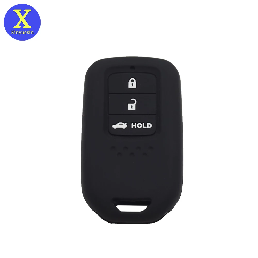 Xinyuexin Silicone Car Key Case Cover for Honda Accord Jazz Vezel Civic Pilot Vezel 3 Button Smart Remote Key Shell 2 Pcs/lot