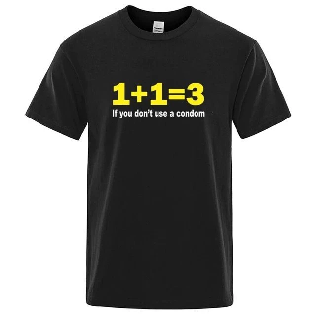 T-shirt humoristique pour adultes avec jeu de mots mathématiques, slogan numérique audacieux « 1 Plus 1 Égal 3 », unisexe, en coton ample, basique, à manches courtes, pour l'été