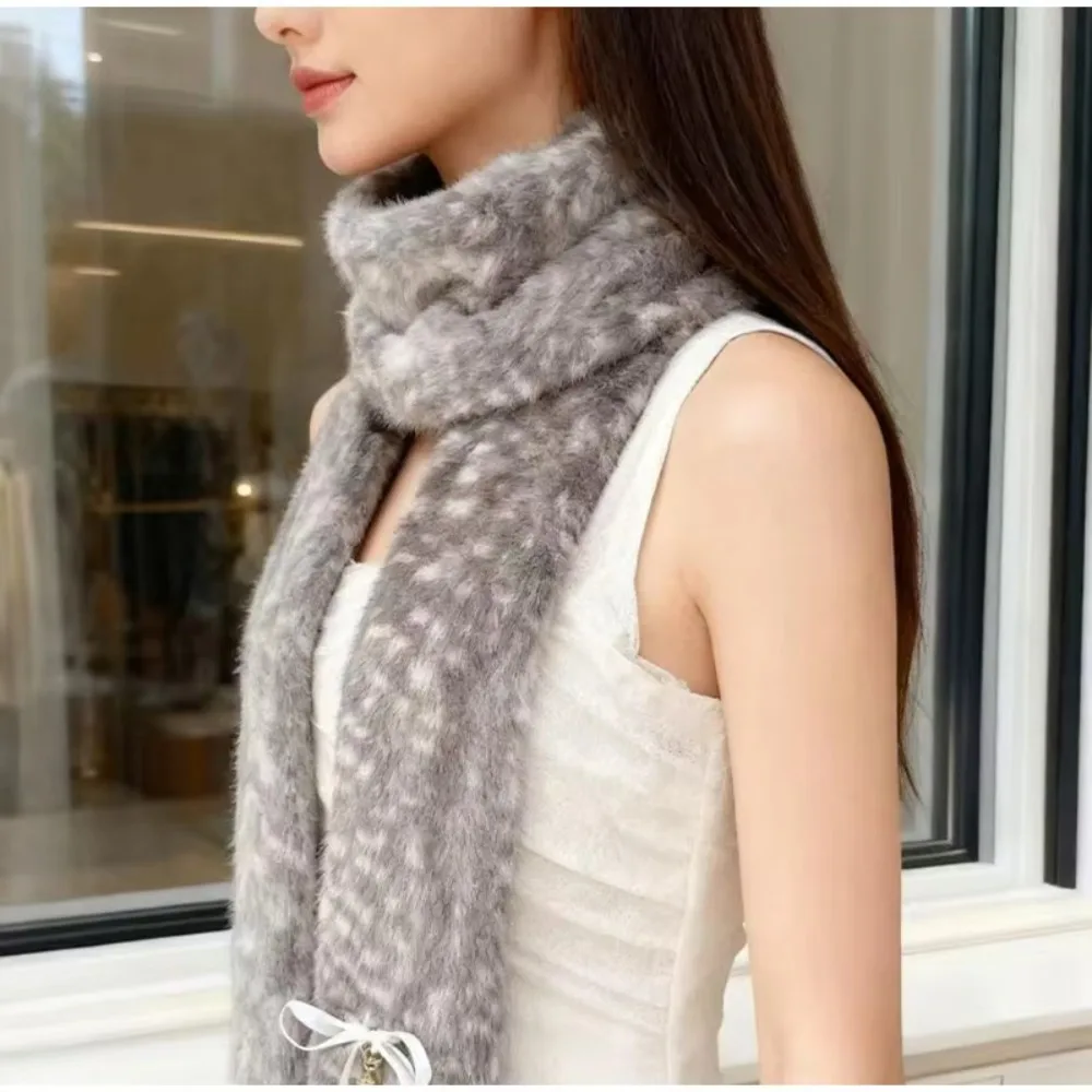 Kawaii Deer Print Scarf Winter Warm Soft Foldable Earmuffs Windproof Neck Warmer New Year Celebration