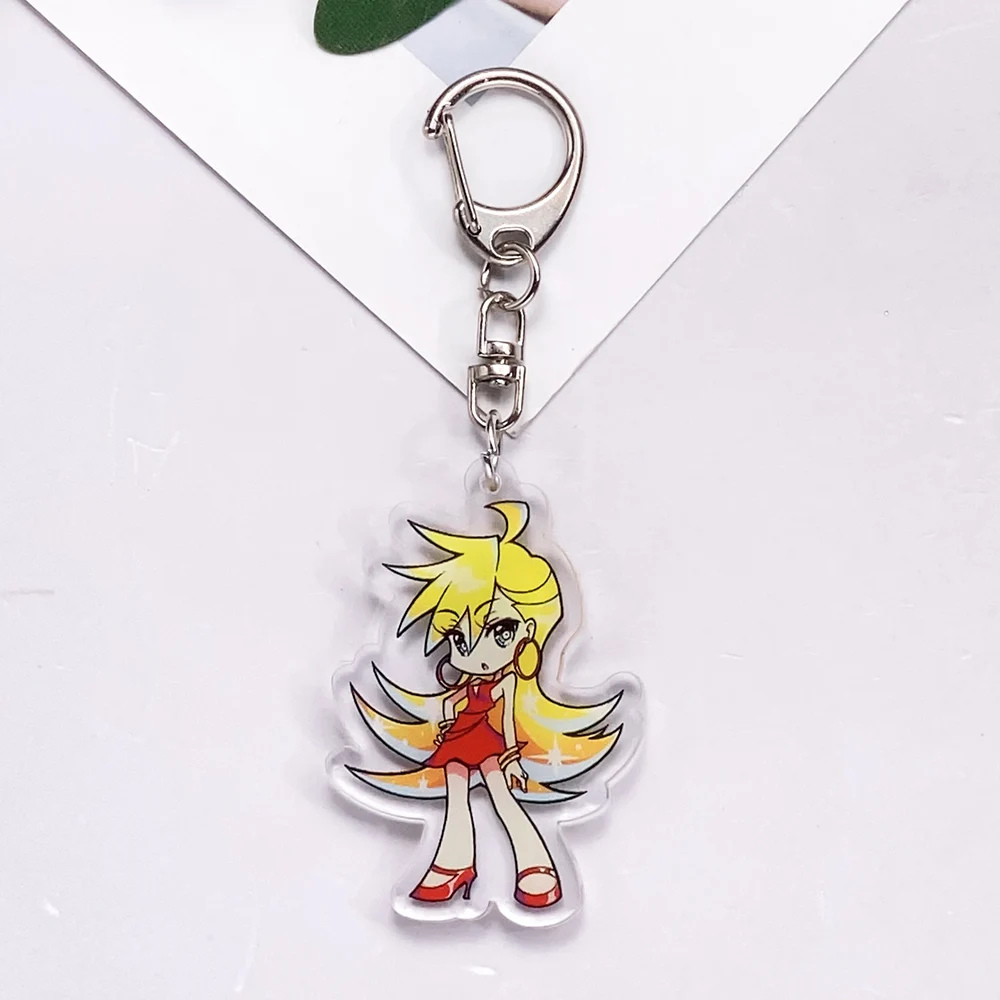 1/4Pcs Anime Panty & Stocking with Garterbelt Acrylic Keychain Accessories Bag Charm Backpack Pendant Key Ring Gifts For Friends