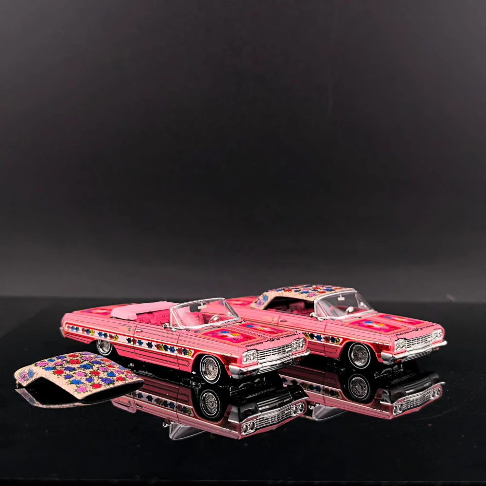 modele-de-voiture-en-alliage-moule-sous-pression-echelle-1-64-impala-lowrider-gypsy-rose-peinture-cabriolet-ouvrable-chassis-reglable-collection-fw