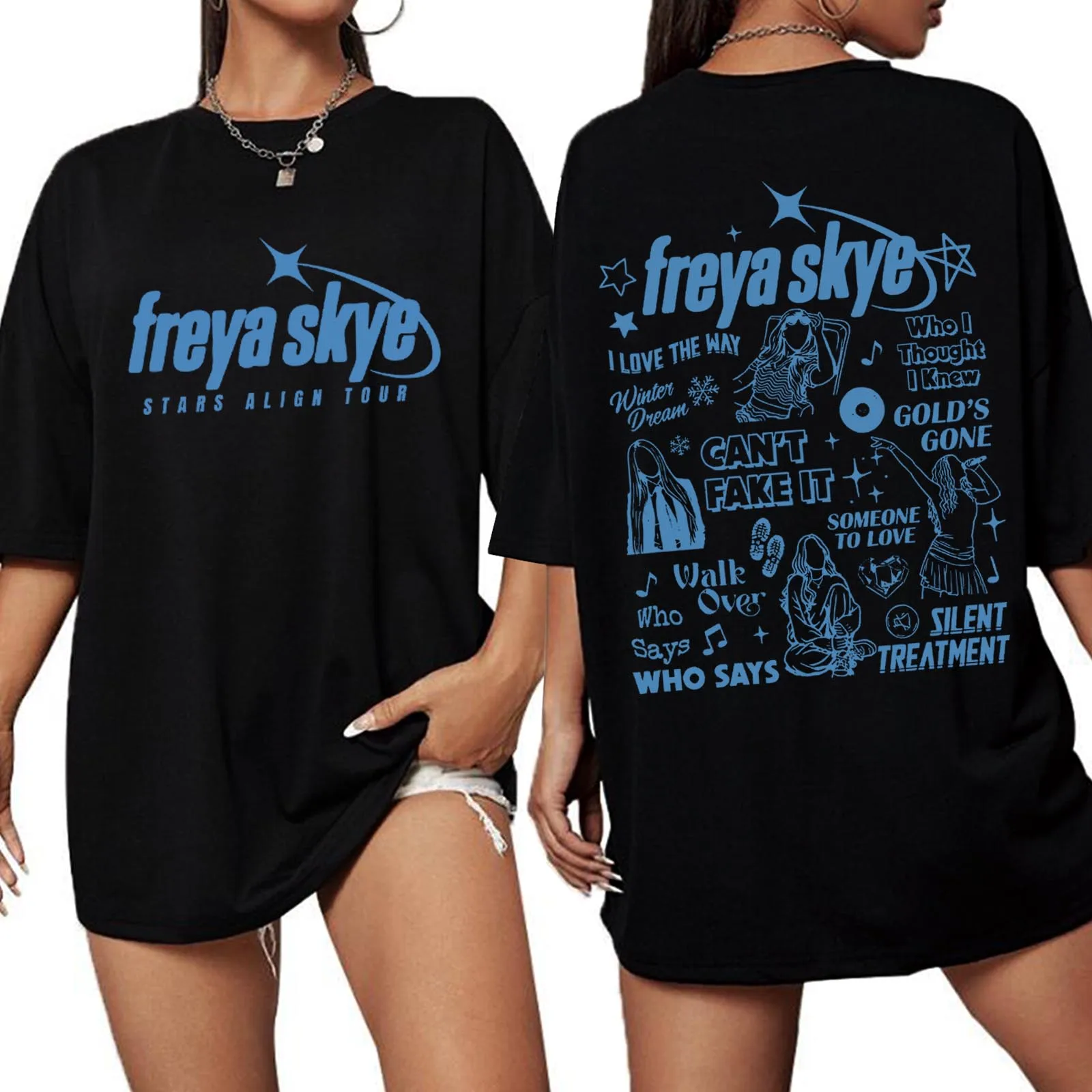 

Фестивальная рубашка Freya Skye Stars Align Tour 2026, женская футболка оверсайз с круглым вырезом и короткими рукавами