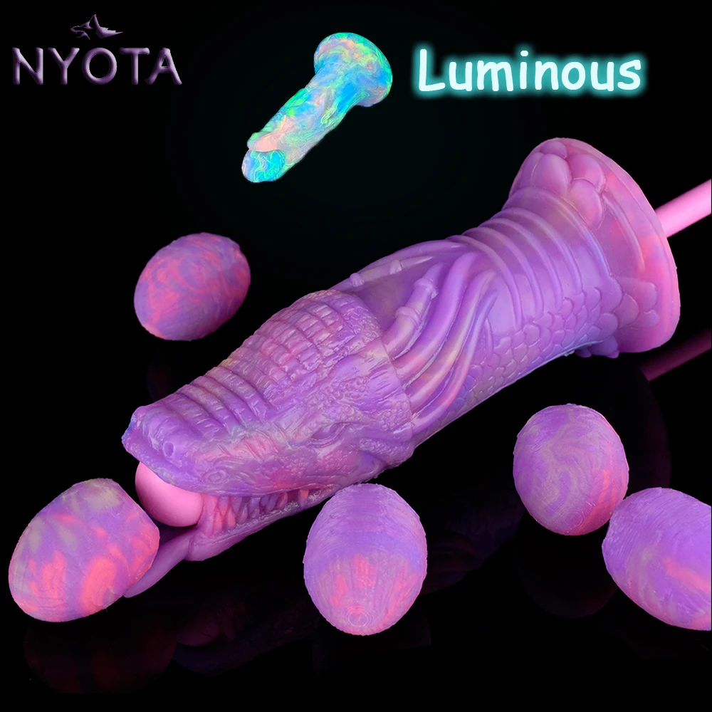 NYOTA Silicone Ovipositor Luminous Anal Sex Toys Dragon Dildos Soft Butt Plug Vagina Stimulator Fake Dick Adult Game Masturbator