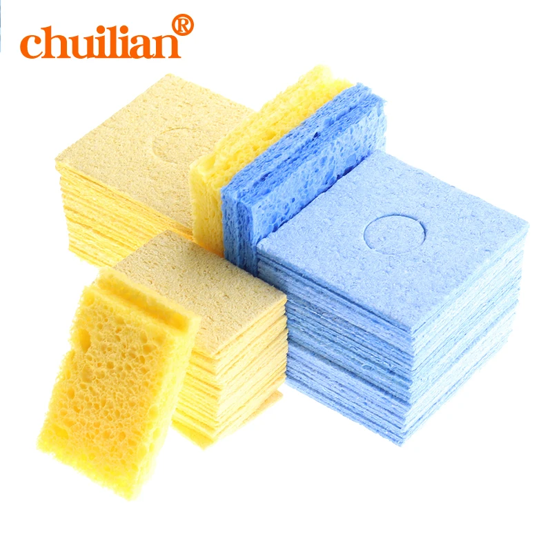 

10pcs 55mm x 55mm x 1.5mm Thicker yellow High Temperature Enduring Condense Electric Welding Soldering Iron Cleaning Sponge