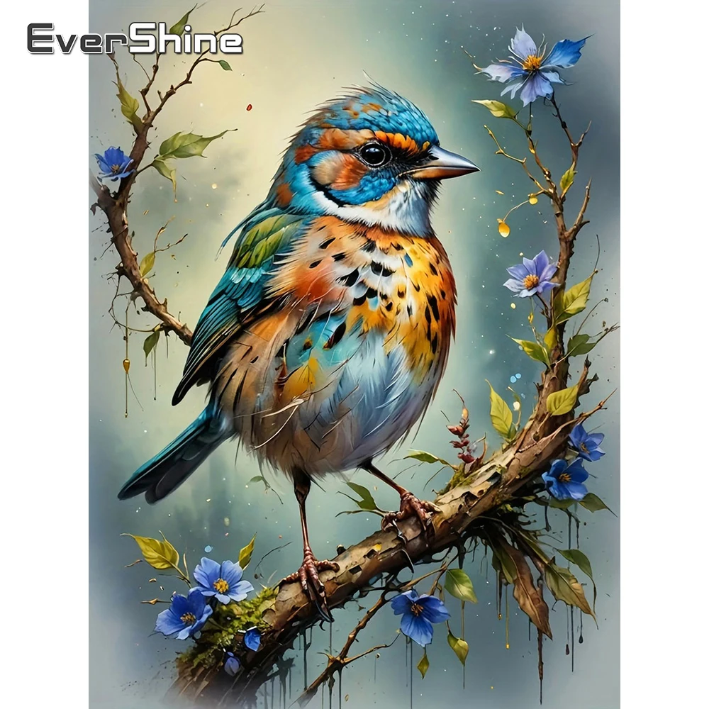 EverShine DIY Diamantmalerei Vogel Mosaik Tier Vollquadratische Stickerei Blumen Strass Bild 5D Heimdekoration