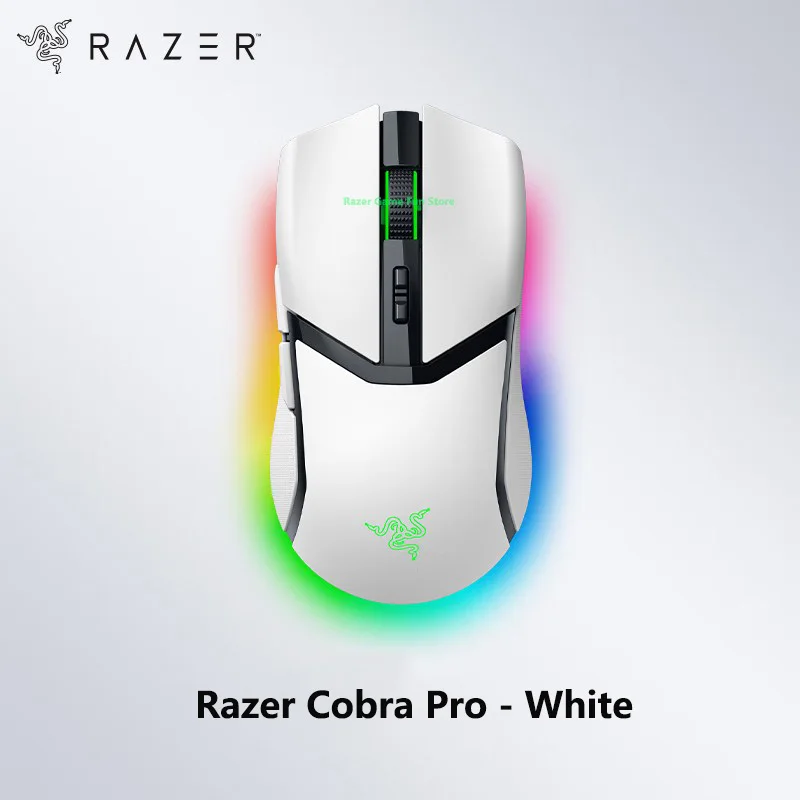 Razer Cobra Pro White Wireless Gaming Mouse 10Customizable Controls  Chroma RGB Lighting 30K Optical Sensor Gen-3 Switches