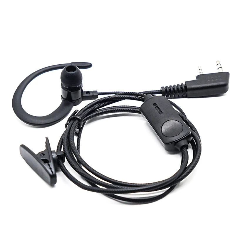 Fone de ouvido com gancho para walkie talkie bf760 bf996, microfone com fio com plugue k, fone de ouvido de rádio amador em dois sentidos