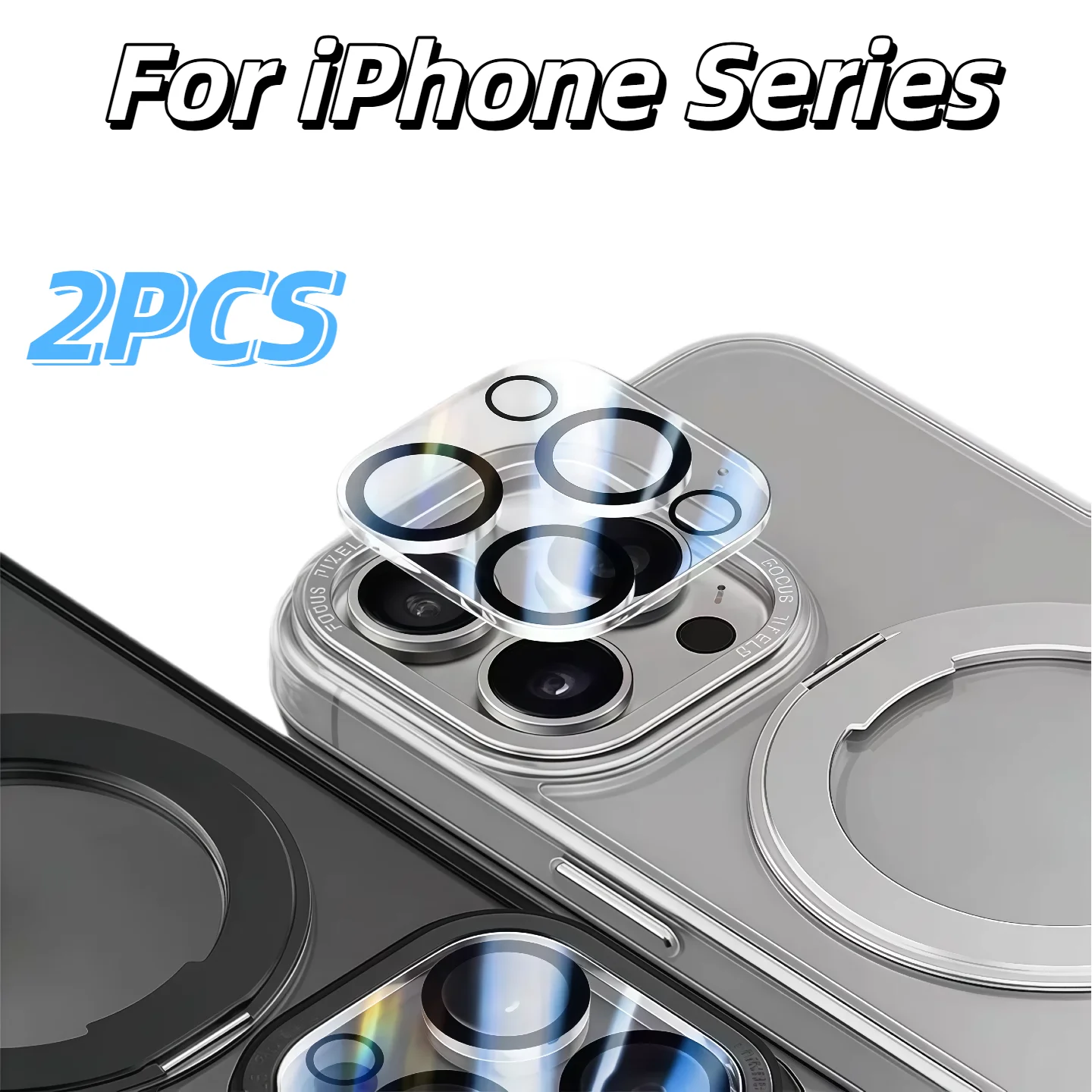 Kit de 2 Cámaras Traseras para iPhone 17/16/15/14/13/12/11 Pro Max Plus Mini con Protección de Vidrio Templado 9H, Lentes para Fotografía Móvil