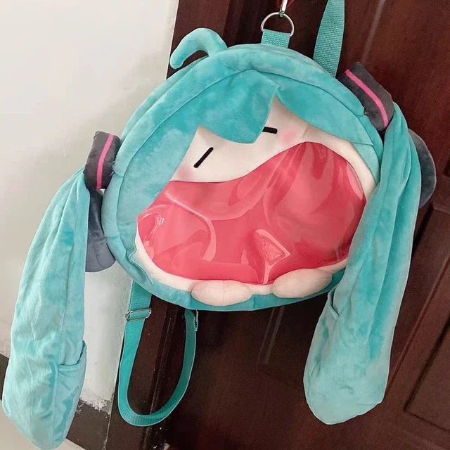 Anime Hatsune Miku Cosplay Plush Backpack Ita Bag Women Kawaii Bag Shool Student Men Velvet Shoulder Bag Girl Gift