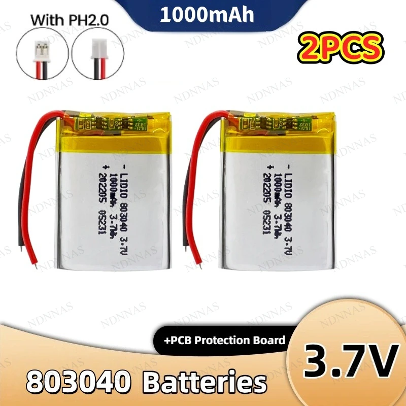 Baterie LIPO 3.7V 803040 1000mAh, bateria litowo-jonowa polimerowa 803040 do zdalnego sterowania, iPoda, głośnika Bluetooth, GPS — zdjęcie produktu 2