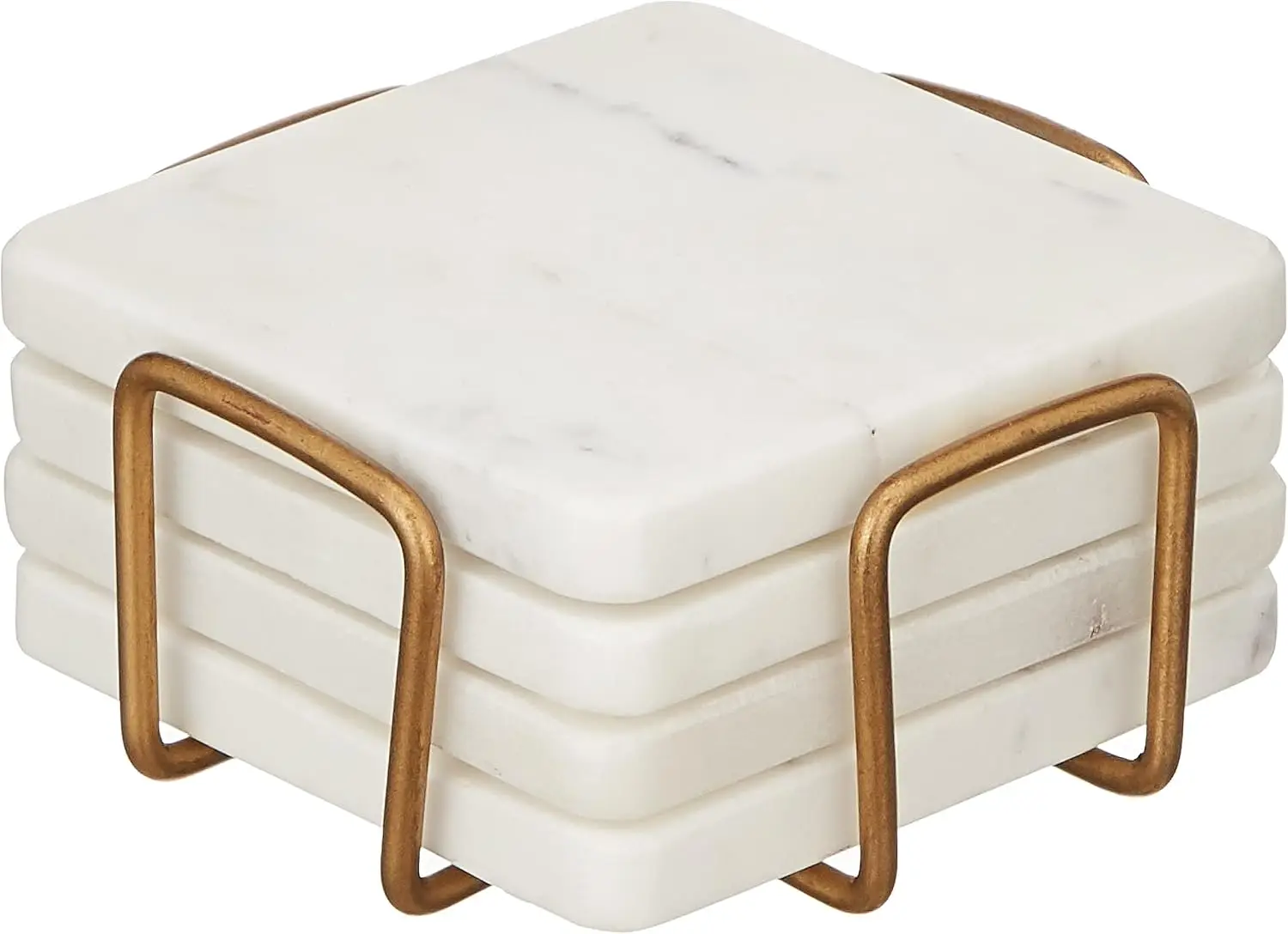 

Набор белых мраморных подставок с держателем, 4-дюймовые квадратные современные подставки для журнального столика — подставки с мягким дном