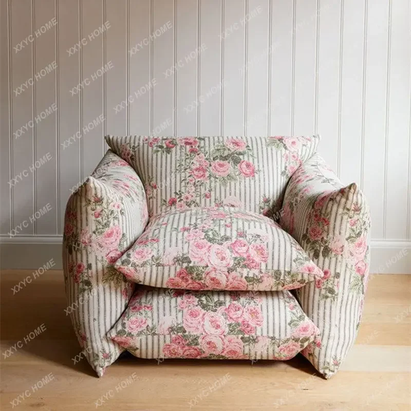 YY  Retro Color   Pastoral Medieval Bread Single Chair Lazy Style   Straight Row Three Sofa