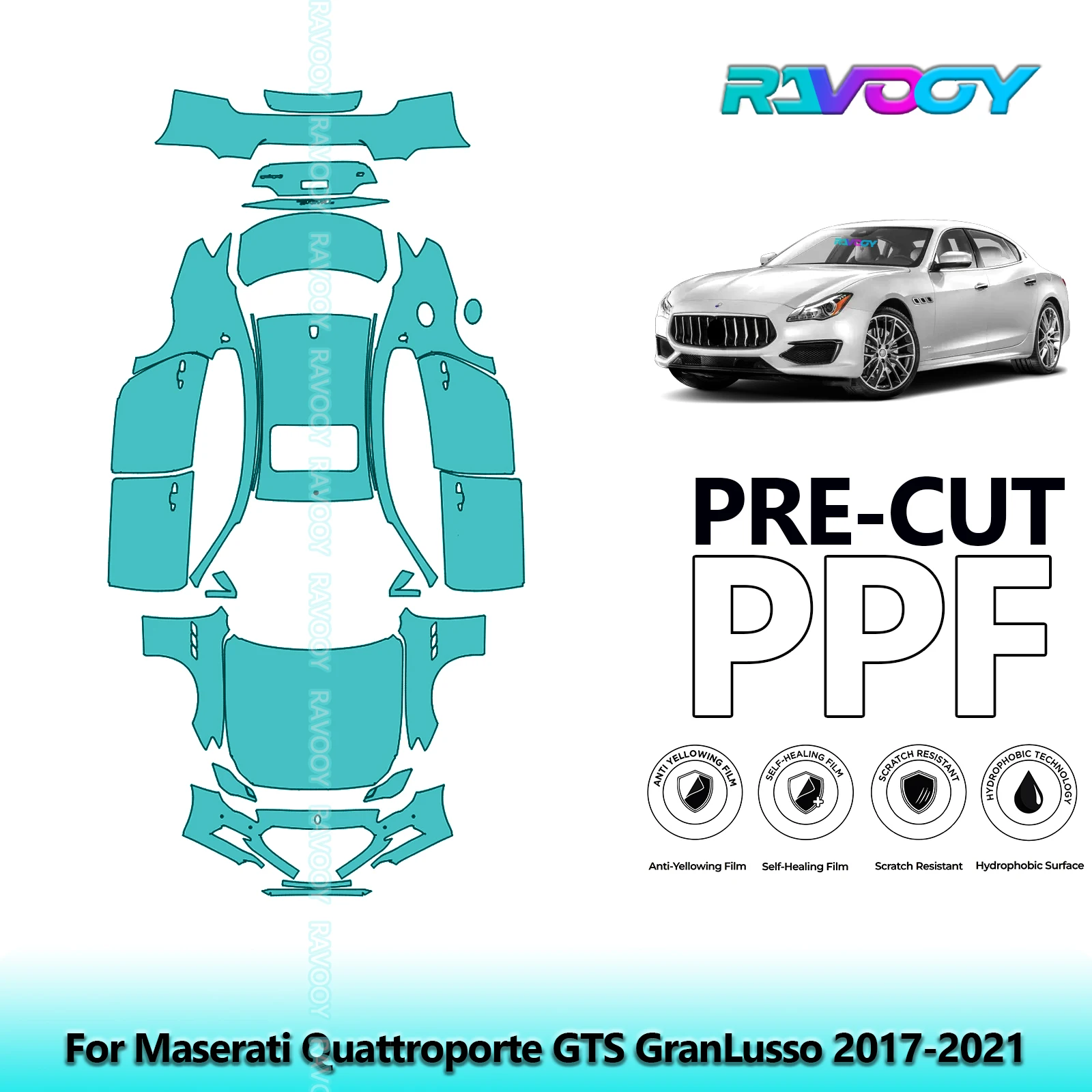 

8.5Mil Precut PPF Paint Protection Film Full Vehicle For Maserati Quattroporte GTS GranLusso 2017-2021