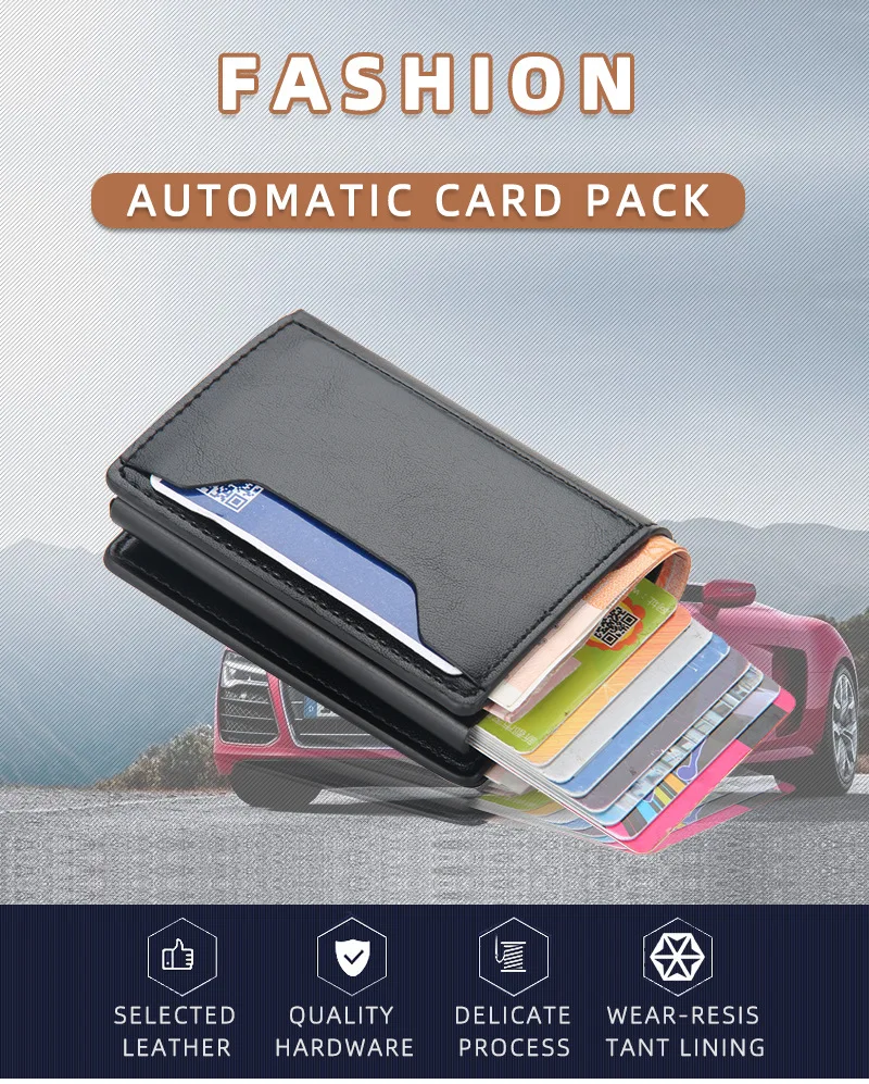 Business Magnetic Card Solt Case for Magsafe Functions Phone Case Card Holder Wallet Luxury PU Leather Men Slim Purses Pocket