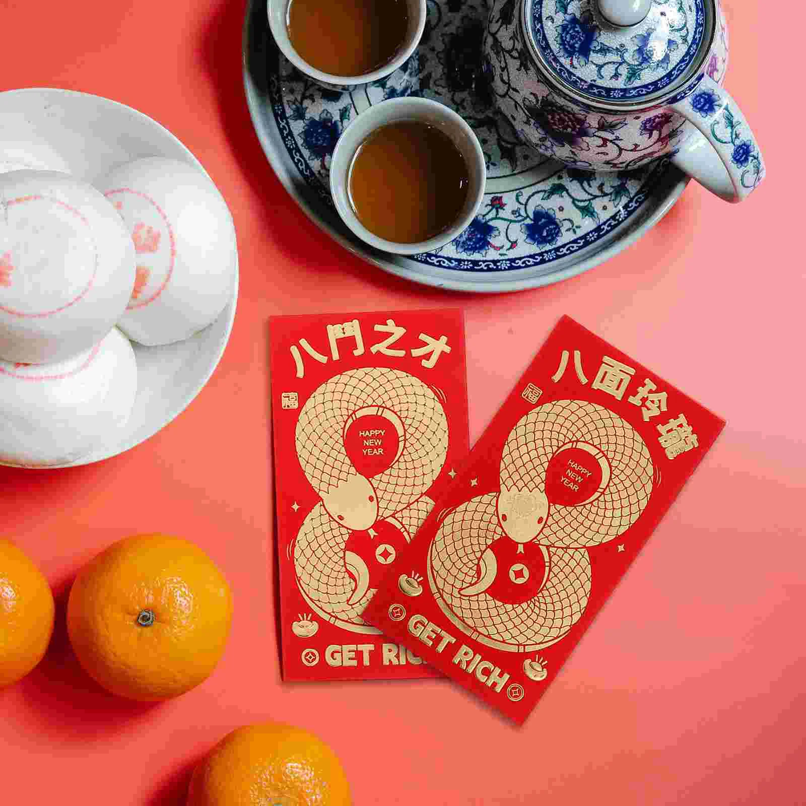 12 Pcs Money Envelopes Red Chinese New Year Coin Lunar Calendar Paper Boxes for Cash